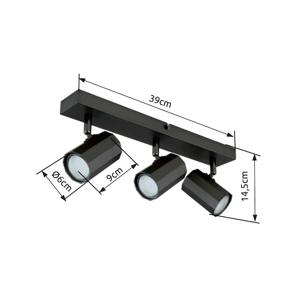 Graue Deckenleuchte James 3-flammig Globo 9007371447848