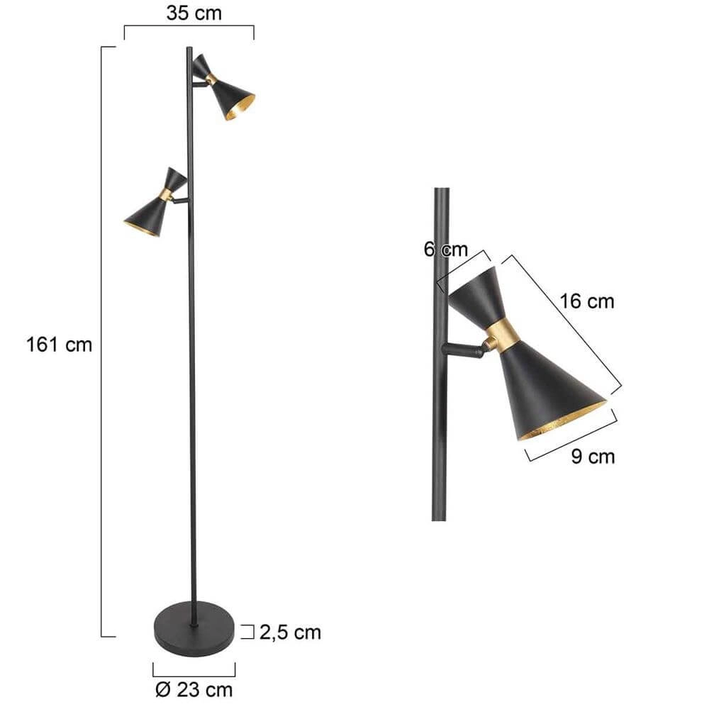 Design-Stehleuchte Preto schwarz mit gold Steinhauer 8712746176315