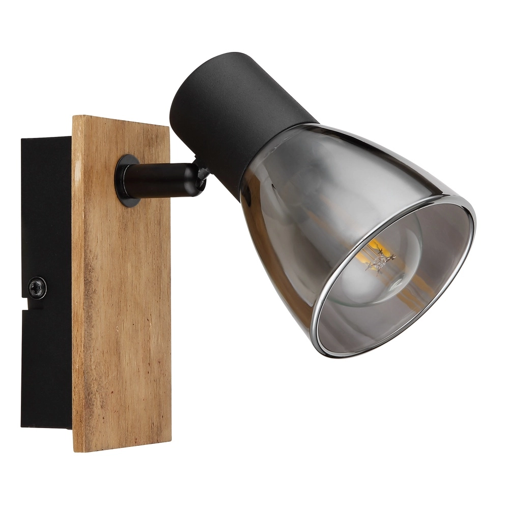 Wandlampe Claude Schwarz mit Holz Globo 9007371440207