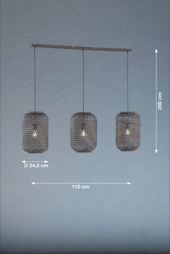 Hängelampe aus Rattan Calla Schwarz Fischer & Honsel 4052231600081
