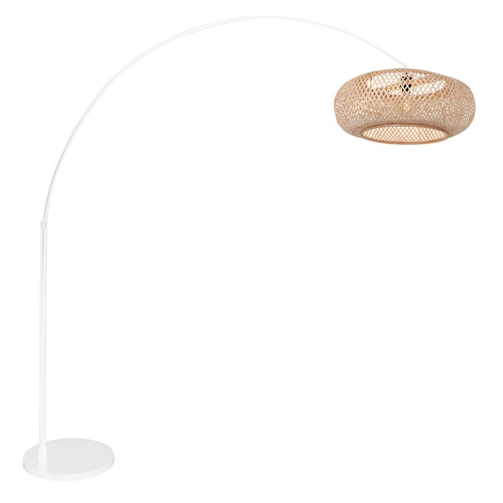 Weiße Bogenlampe Maze Naturel mit Rattanhaube Steinhauer 8712746185812