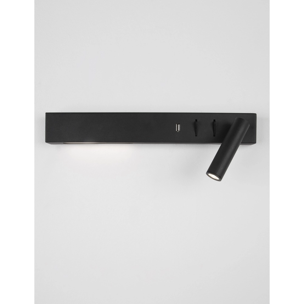 Nachttischlampe Vida Rechts Schwarz mit USB