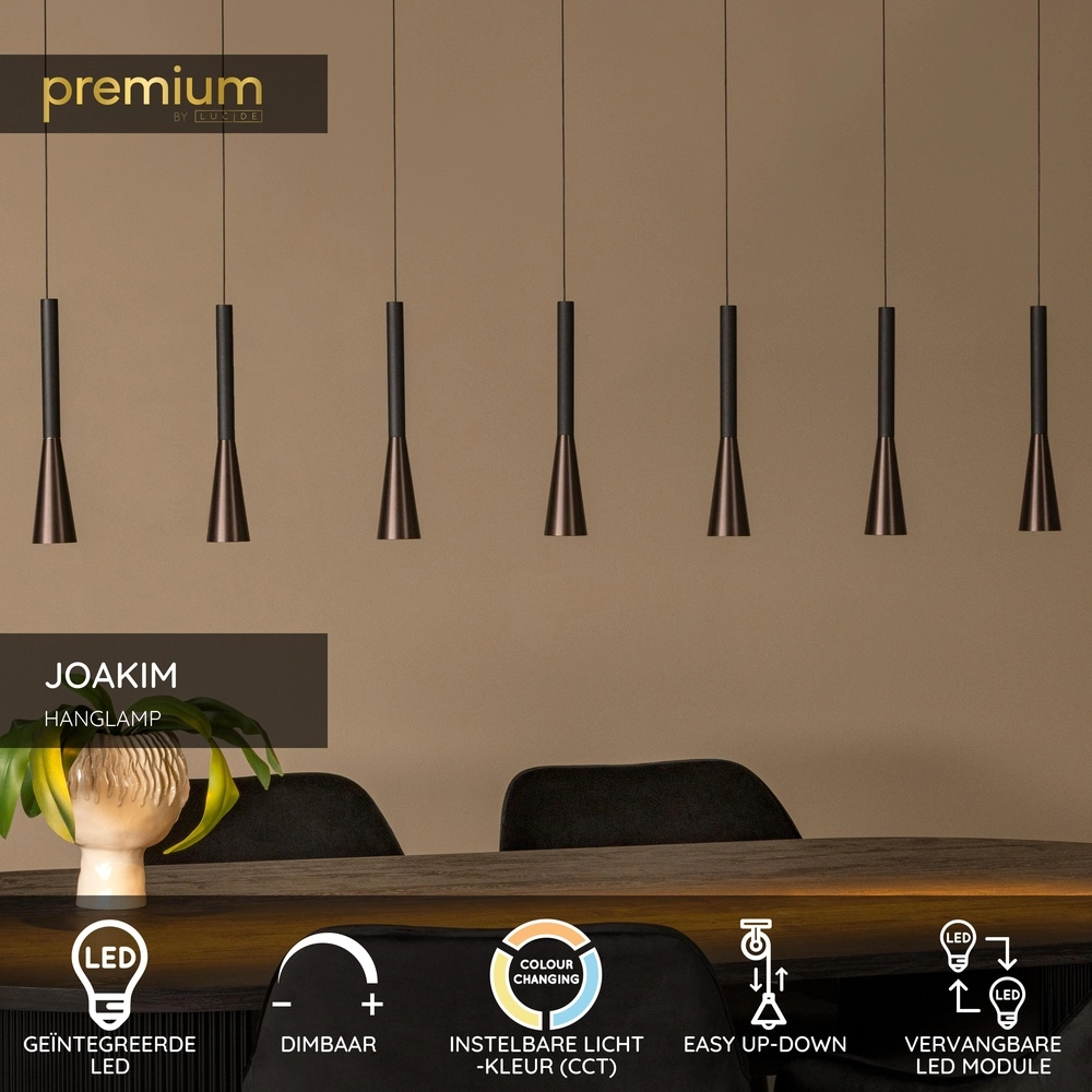 Design-Pendellampe Joakim 7-helles Kaffeebraun Premium by Lucide 5411212242129