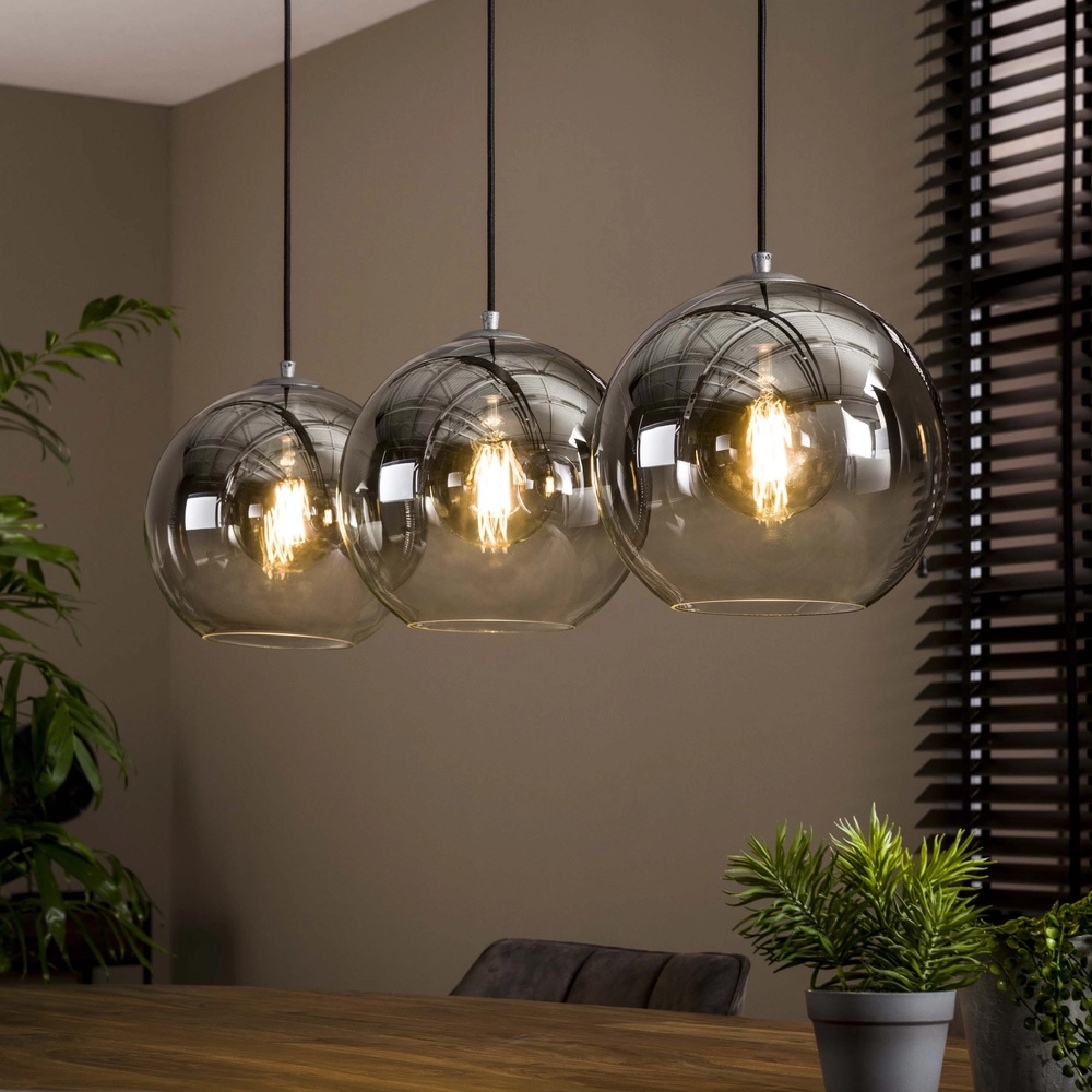 3L-Pendelleuchte Bubble mit silbernem, verblassendem Glas Lyora 8716803511217
