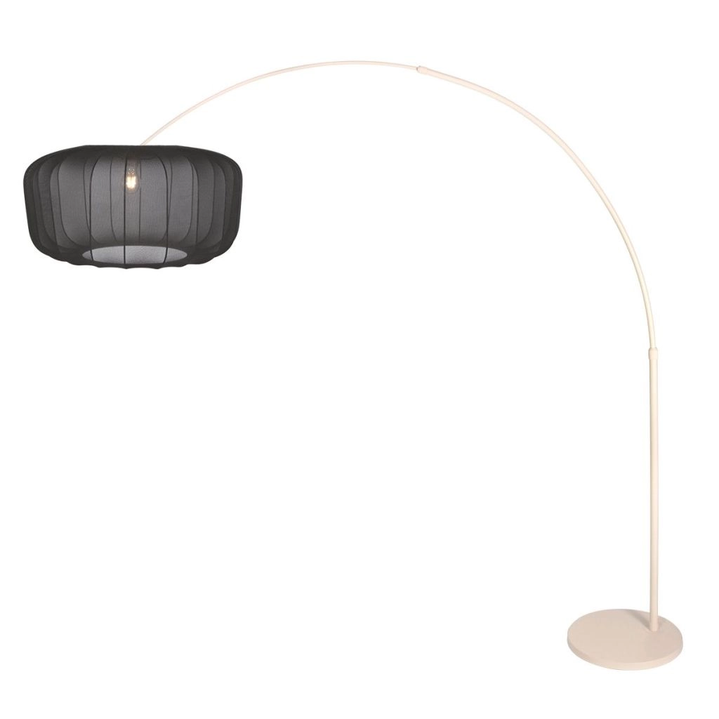 Lichtbogenlampe sandbraun Vela Lino mit schwarzem Farbton Ø60 cm Steinhauer 8712746185744