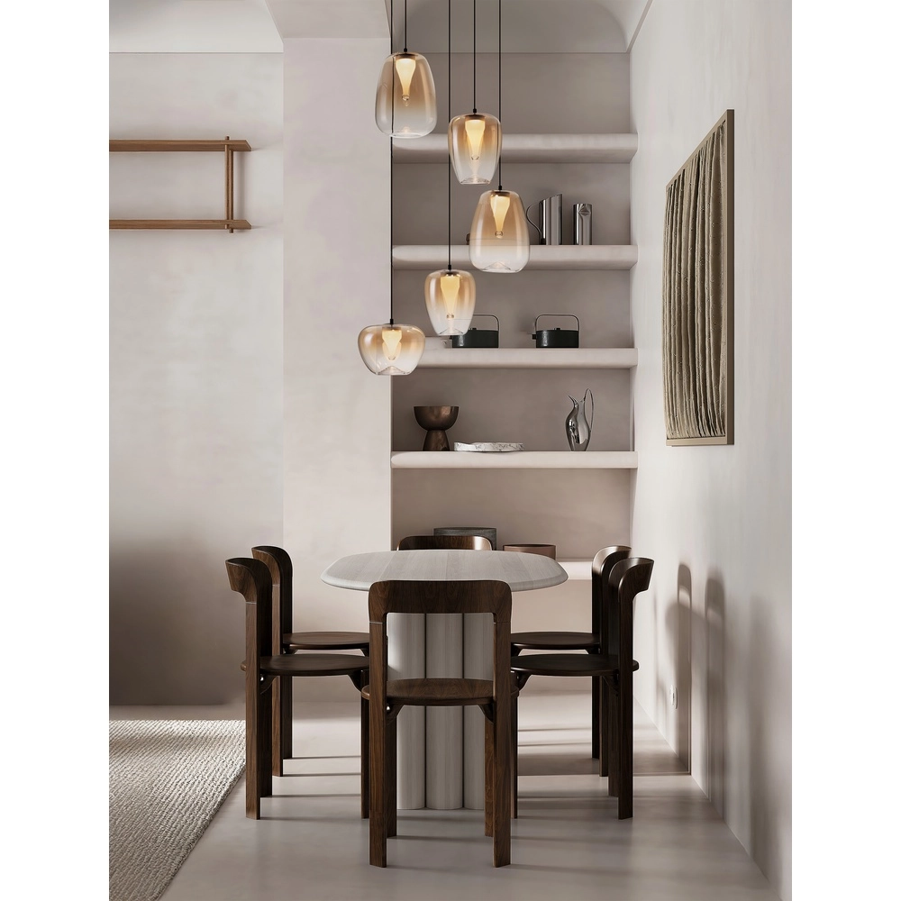 Design-Pendelleuchte Oblo 5-flammiges Braunglas Lyora 5212017474155
