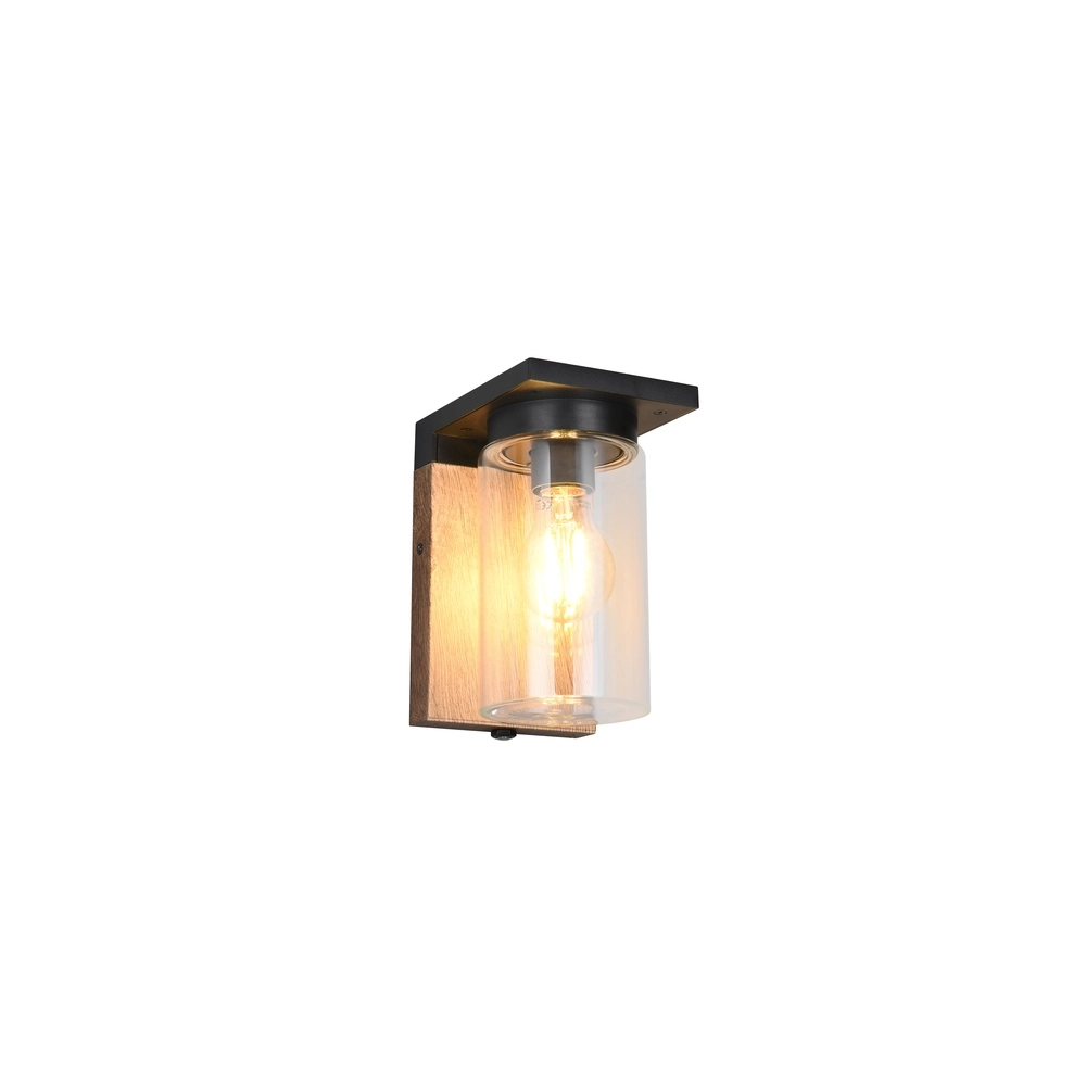 Wandleuchte Ardila schwarz mit Holz