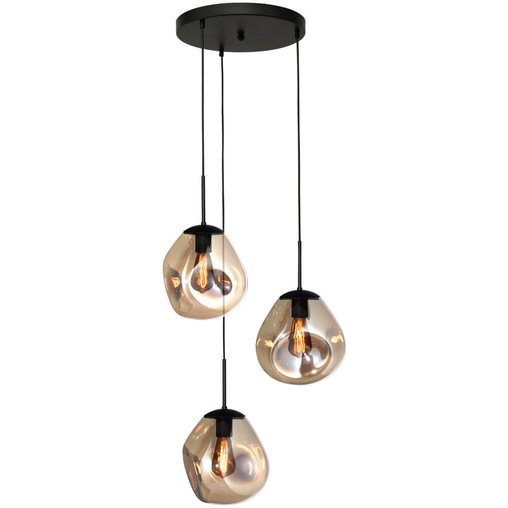 Pendelleuchte Lava 3x Goldglas Ø 24cm