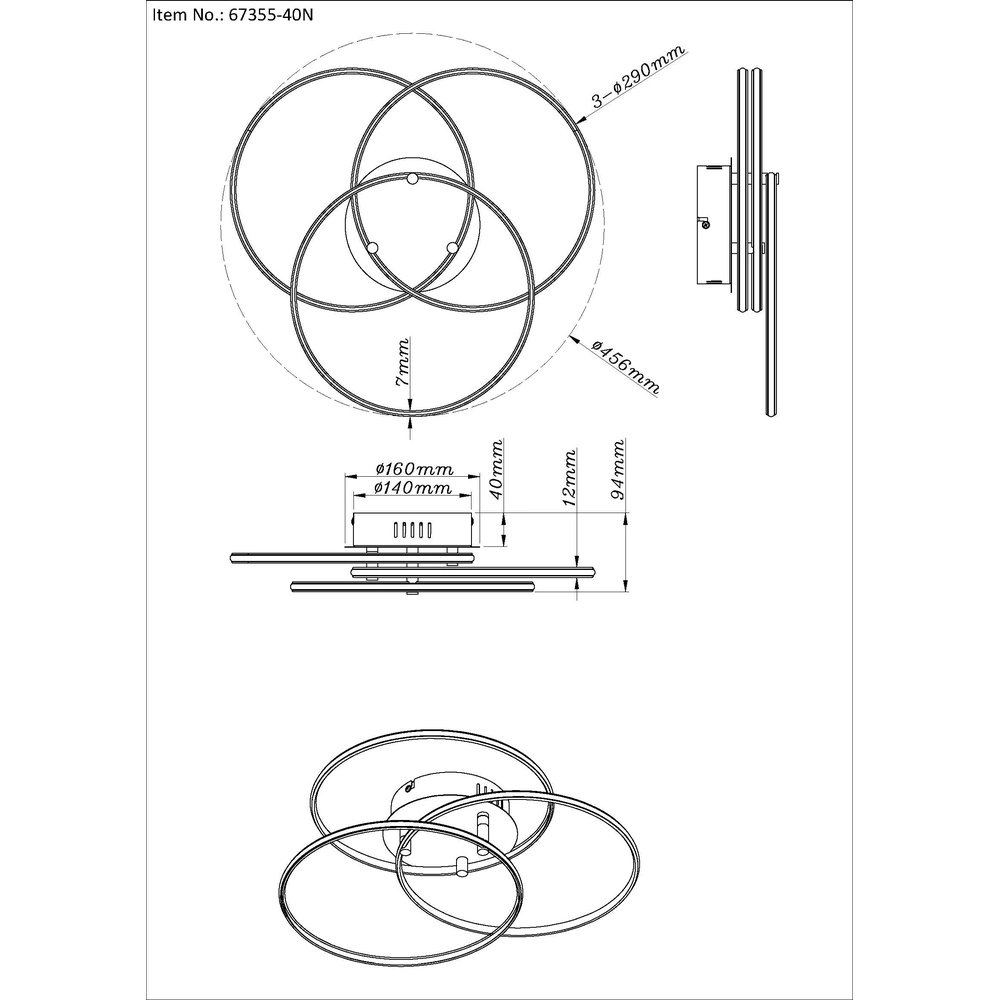 Design-Deckenlampe Kombos Nickel Globo 9007371533473