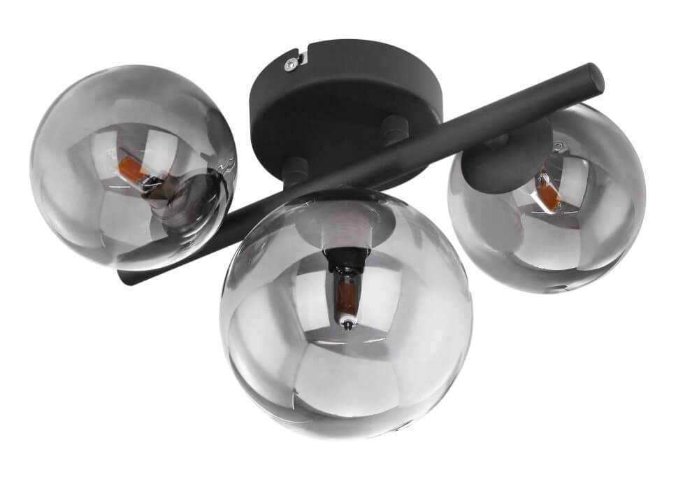 Schwarze Deckenleuchte mit Rauchglas Riha Globo 9007371396030