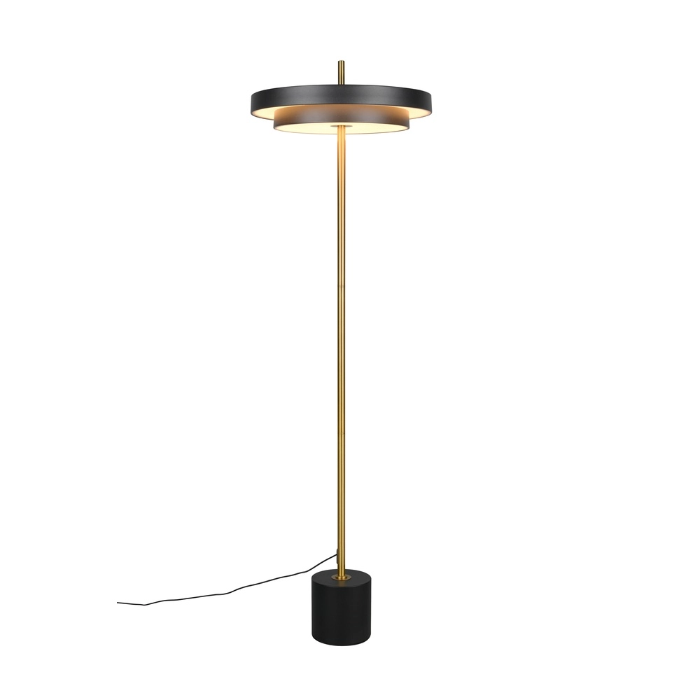 Moderne Stehleuchte Keaton schwarz mit gold Trio 4017807655926