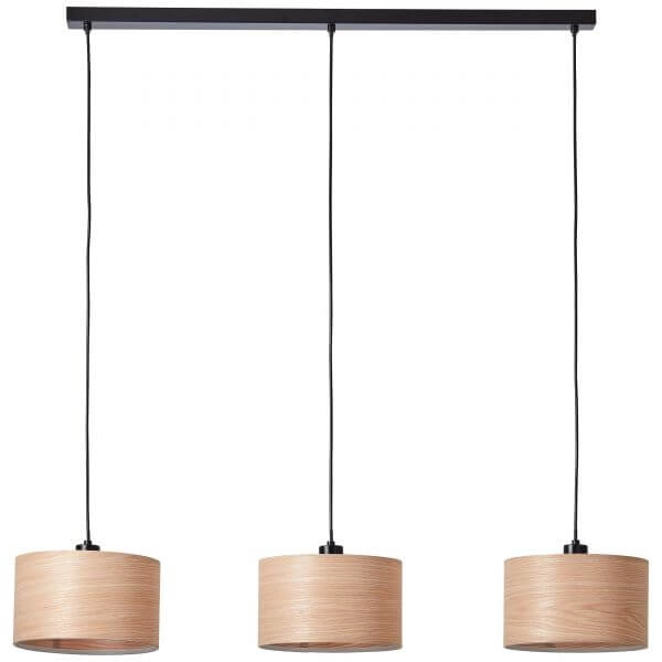 Hängelampe Romm 3-helles Schwarz mit Holzbraun Brilliant 4004353394812