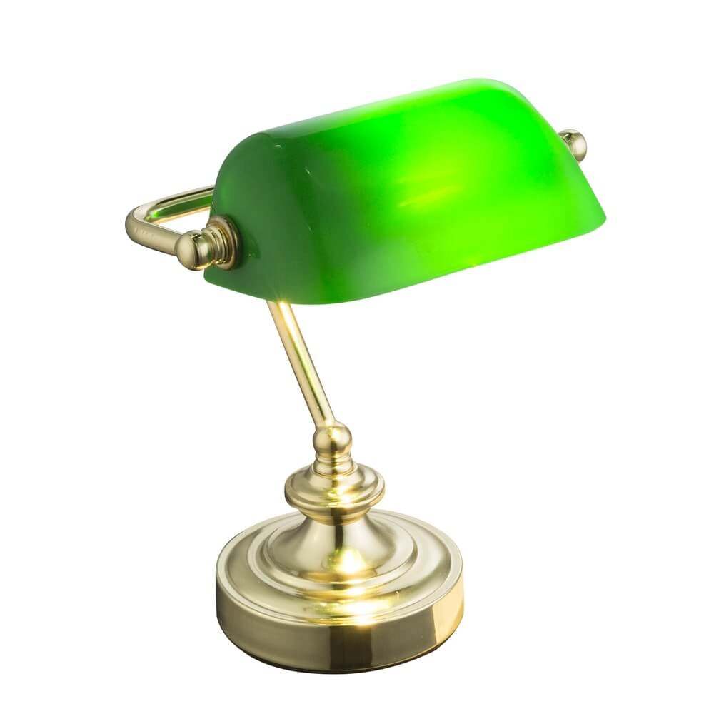 Klassische Schreibtischlampe Antique Gold mit grünem Glas Globo 9007371357451