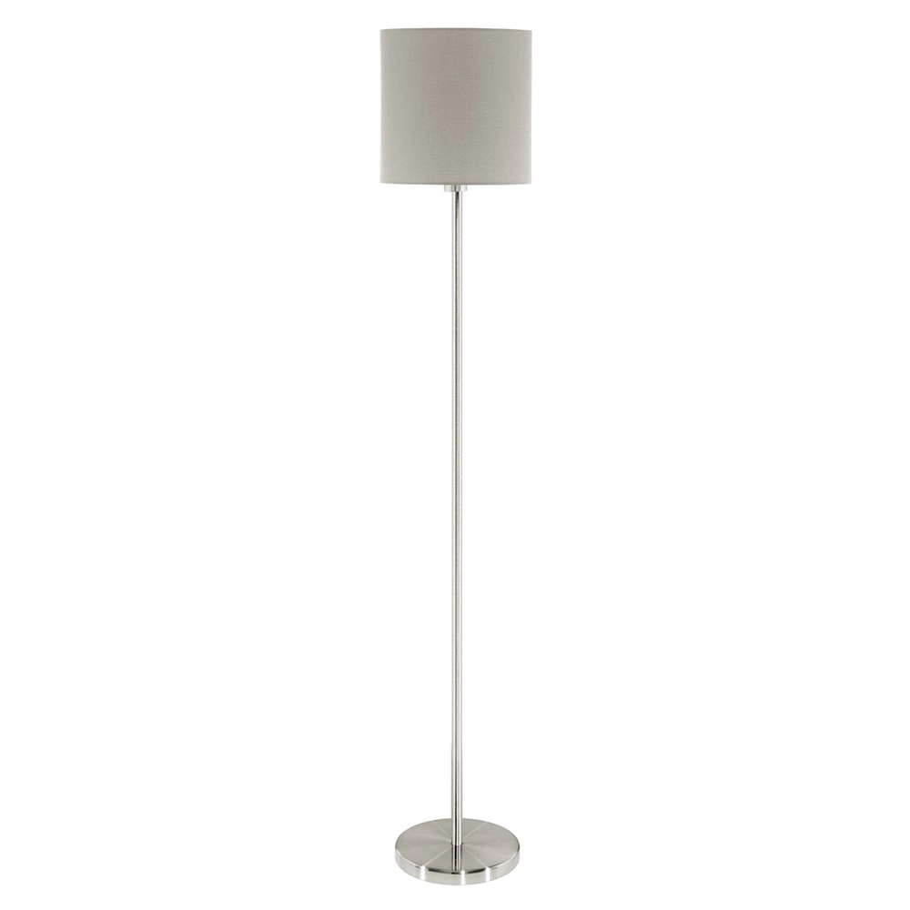 Stehlampe Pasteri 28cm Nickel Matt mit hellbrauner Kapuze