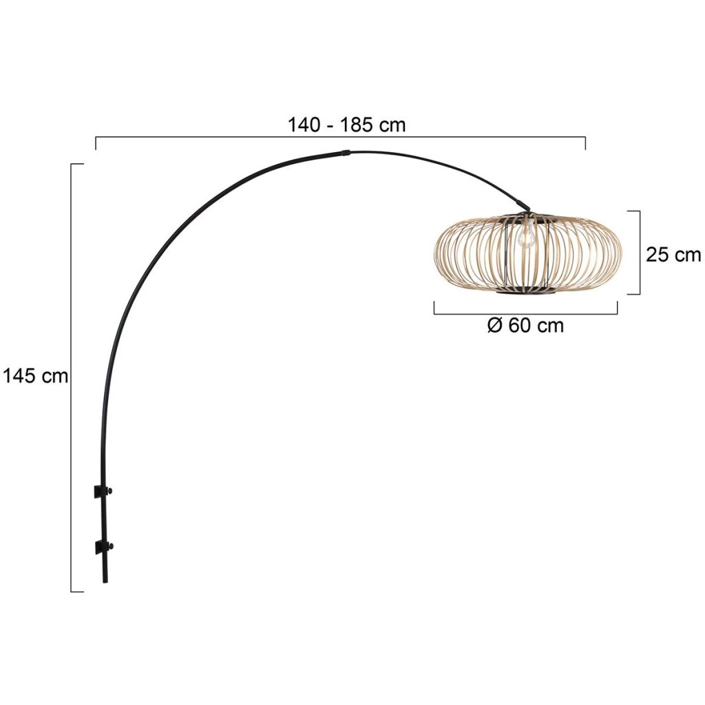 Schwarze Wandlampe Sparkled Light mit Bambusschatten Ø60 cm Steinhauer 8712746182026