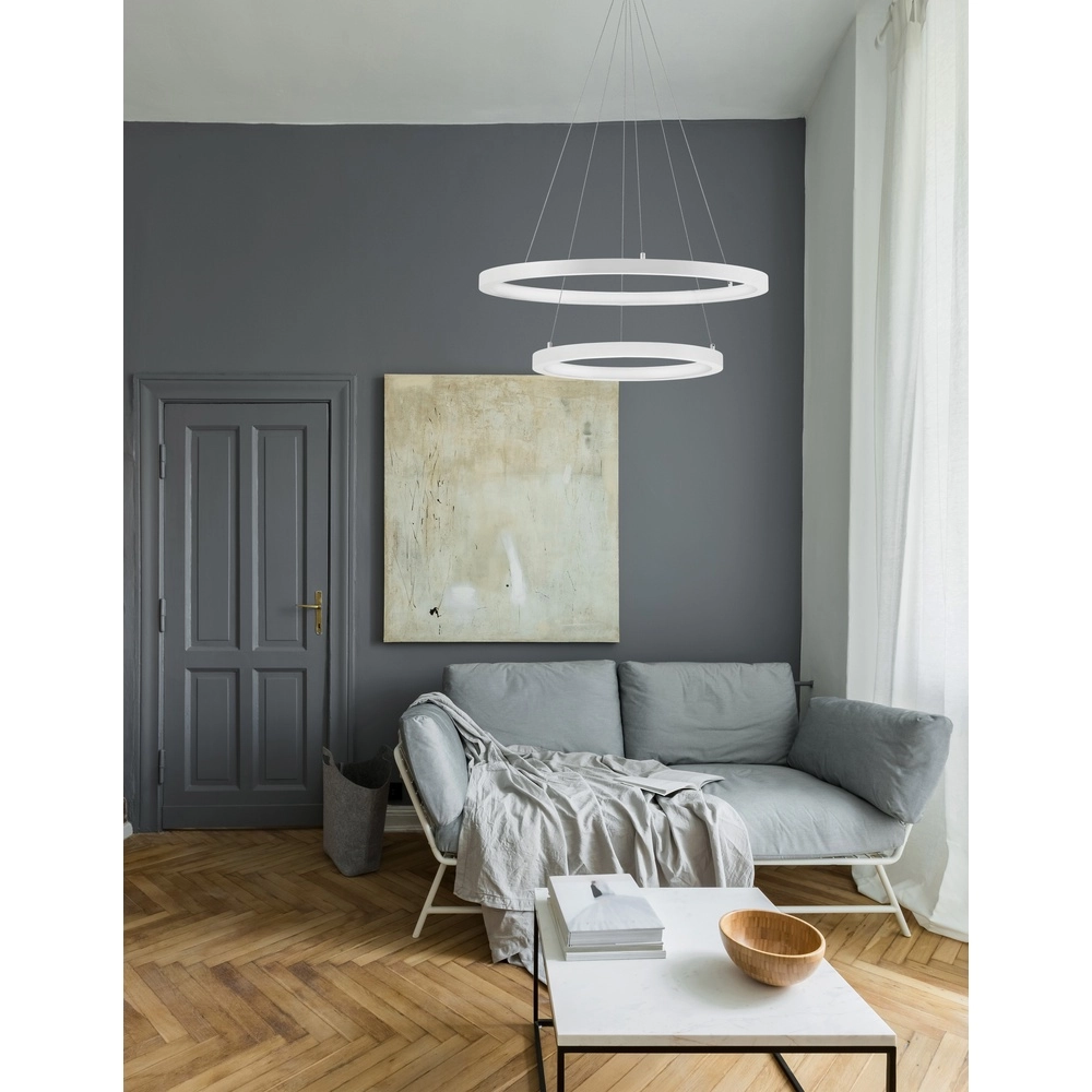 Weiße Pendelleuchte Empatia Design doppelt