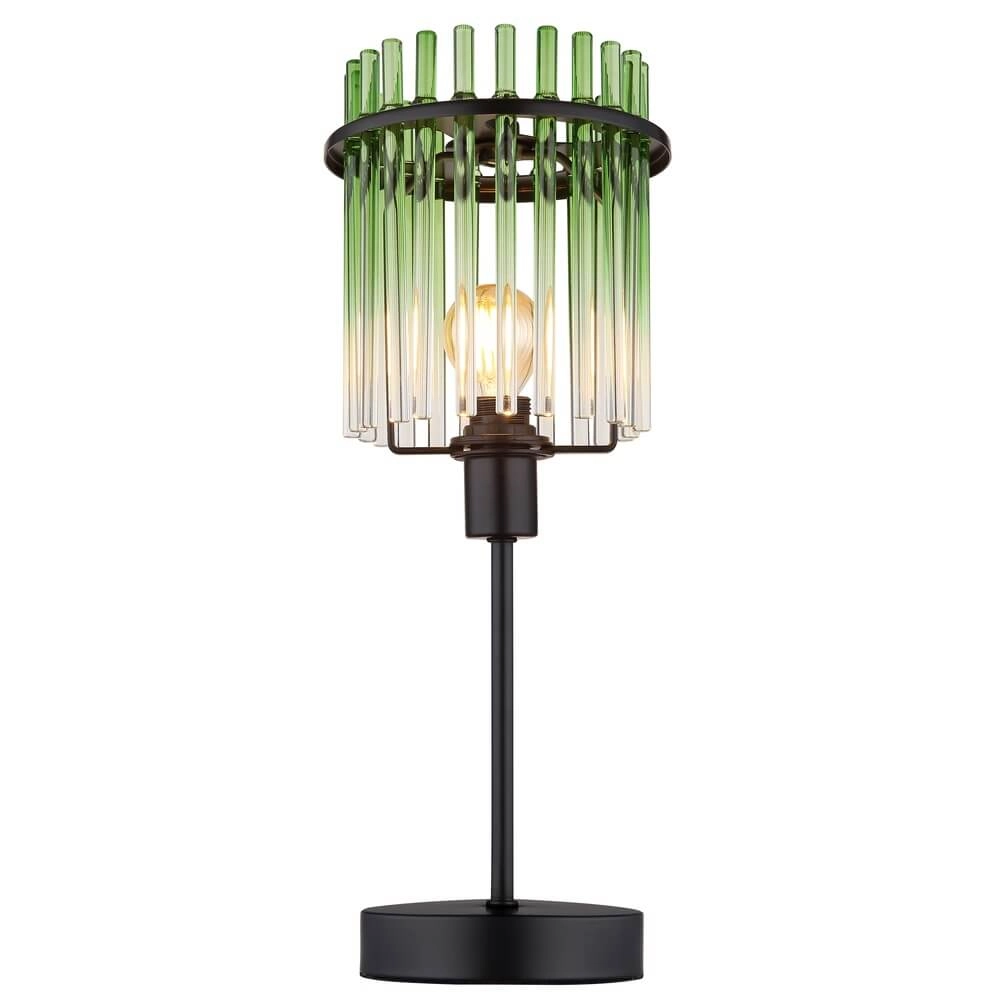 Schwarze Tischleuchte Gorley mit grünem Glas Ø 15cm Globo 9007371465972