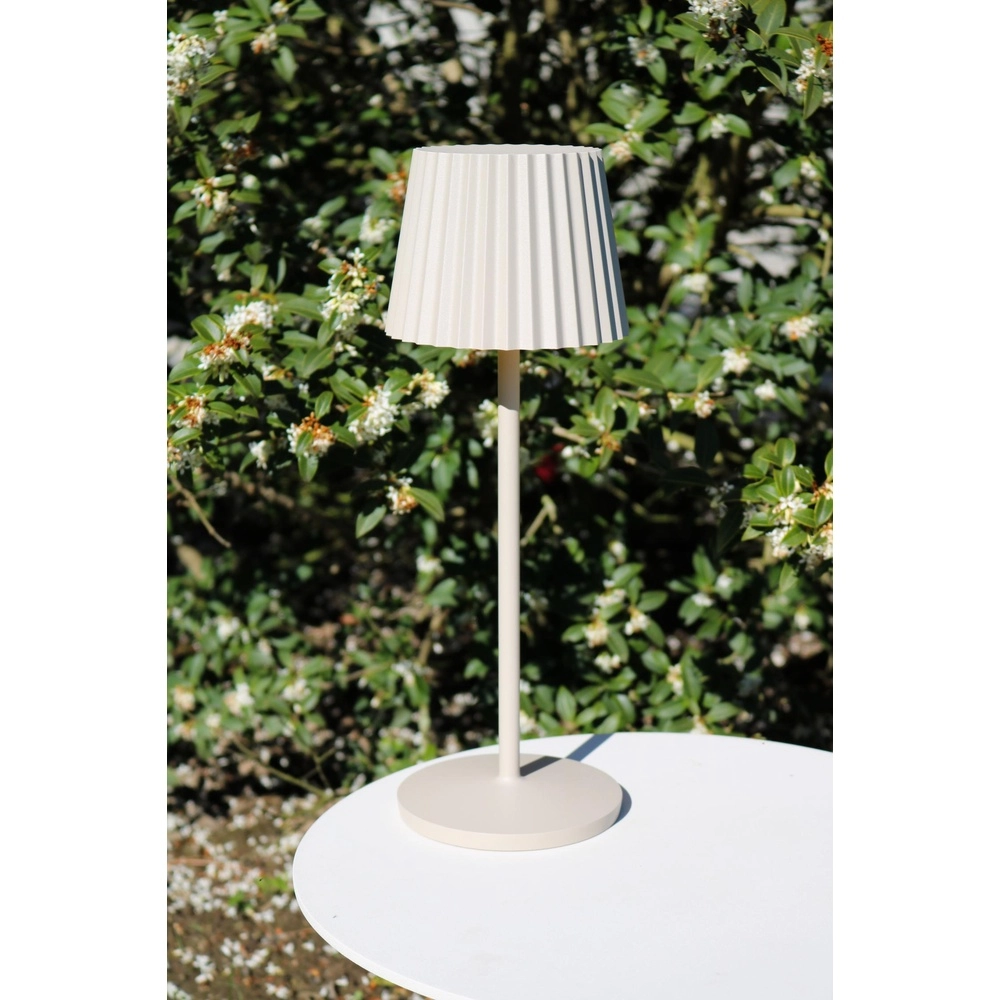 Wiederaufladbare Tischlampe Justine Sandbraun mit Ladestation Lucide 5411212272232