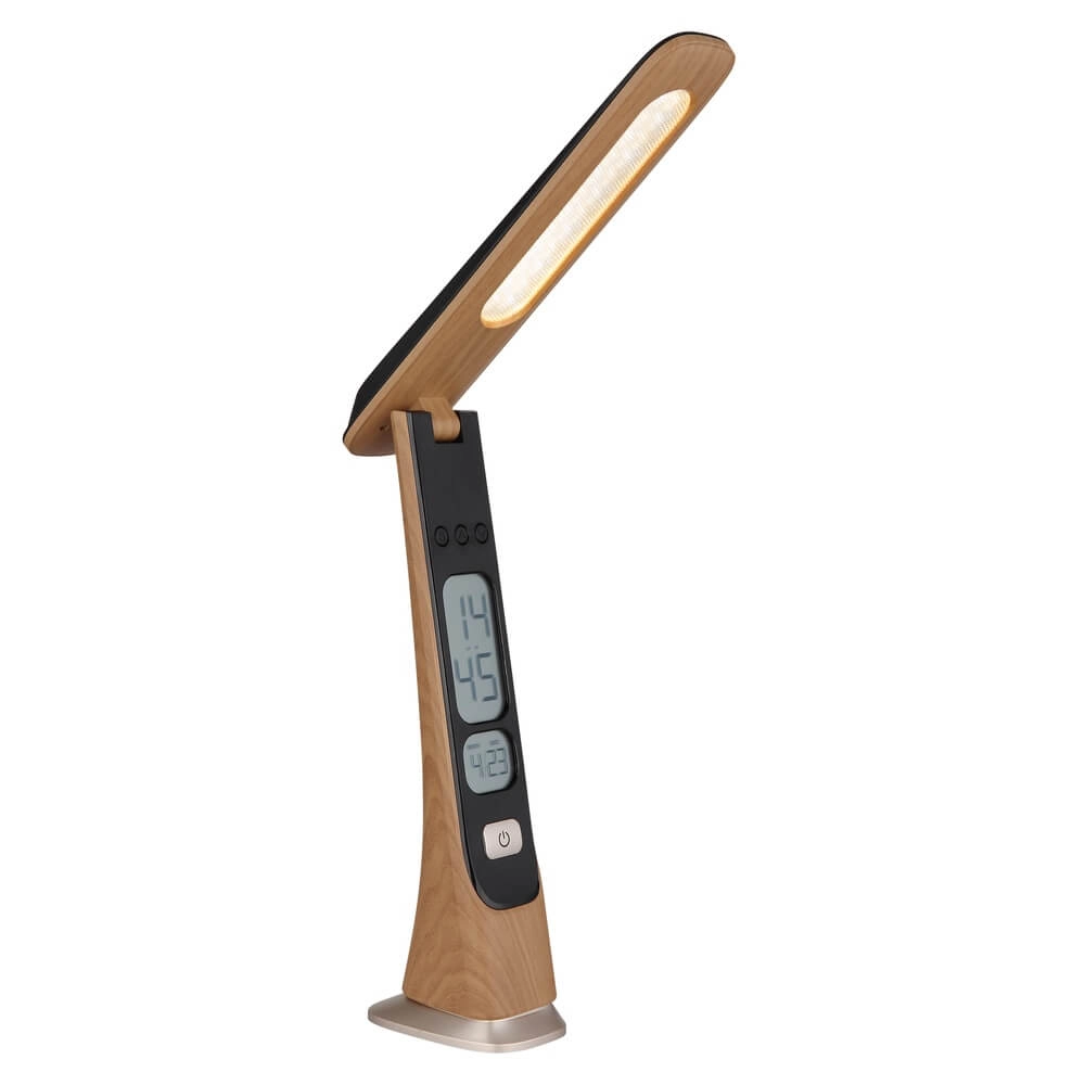 Schreibtischlampe Averie Holz mit Uhr Globo 9007371471720