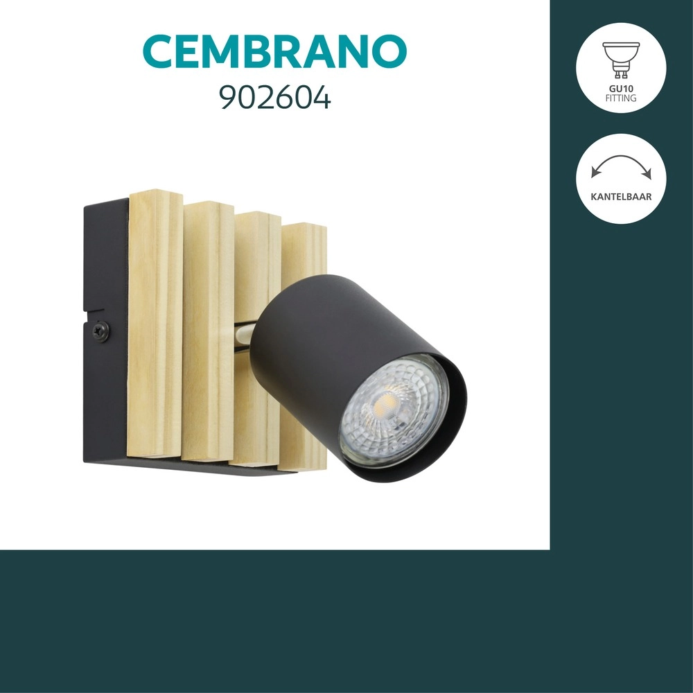 Modernes Rampenlicht Cembrano Einzelne schwarz mit Holz