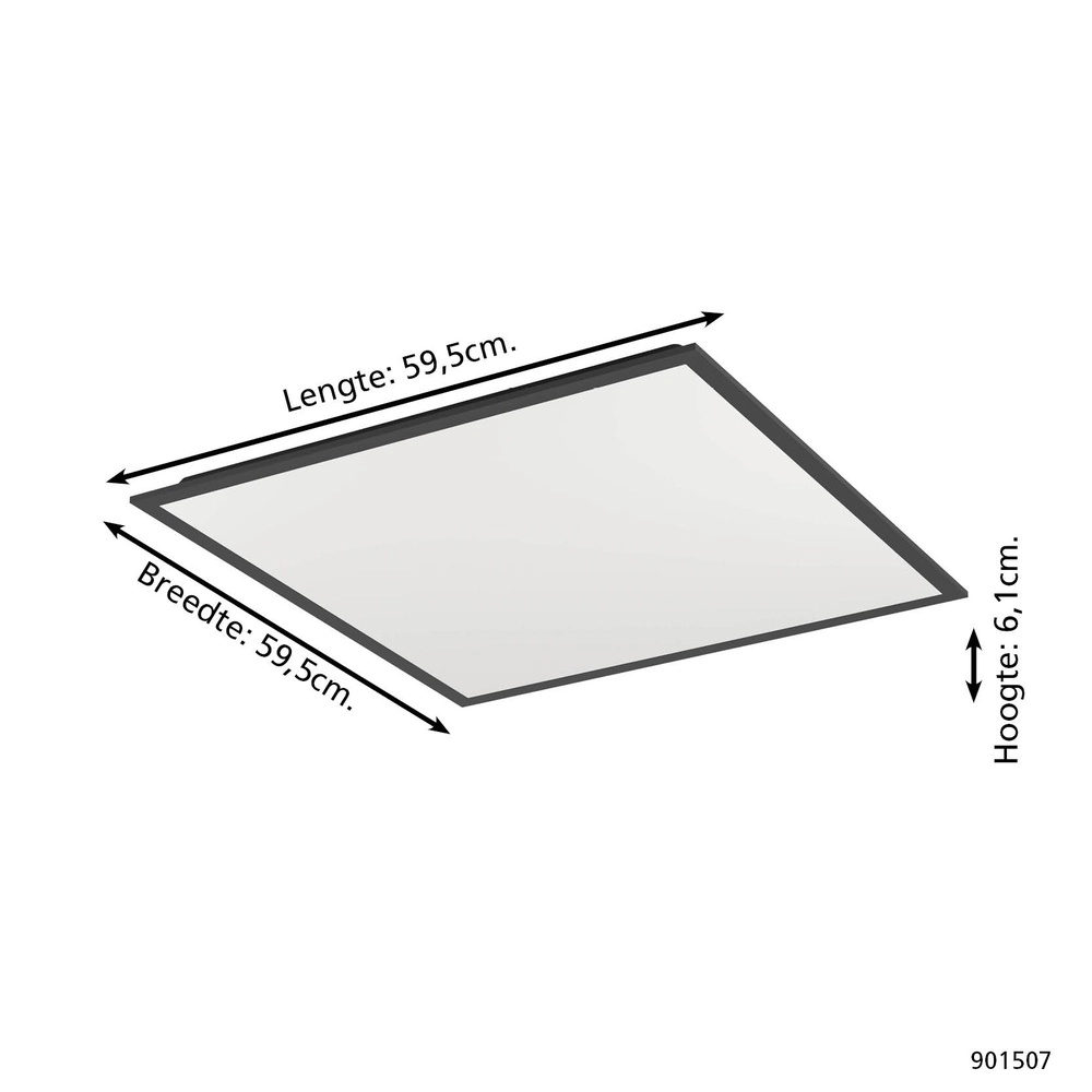 Smarte Deckenleuchte Moradillo-Z schwarzes Quadrat 59,5cm Eglo 9008606342129