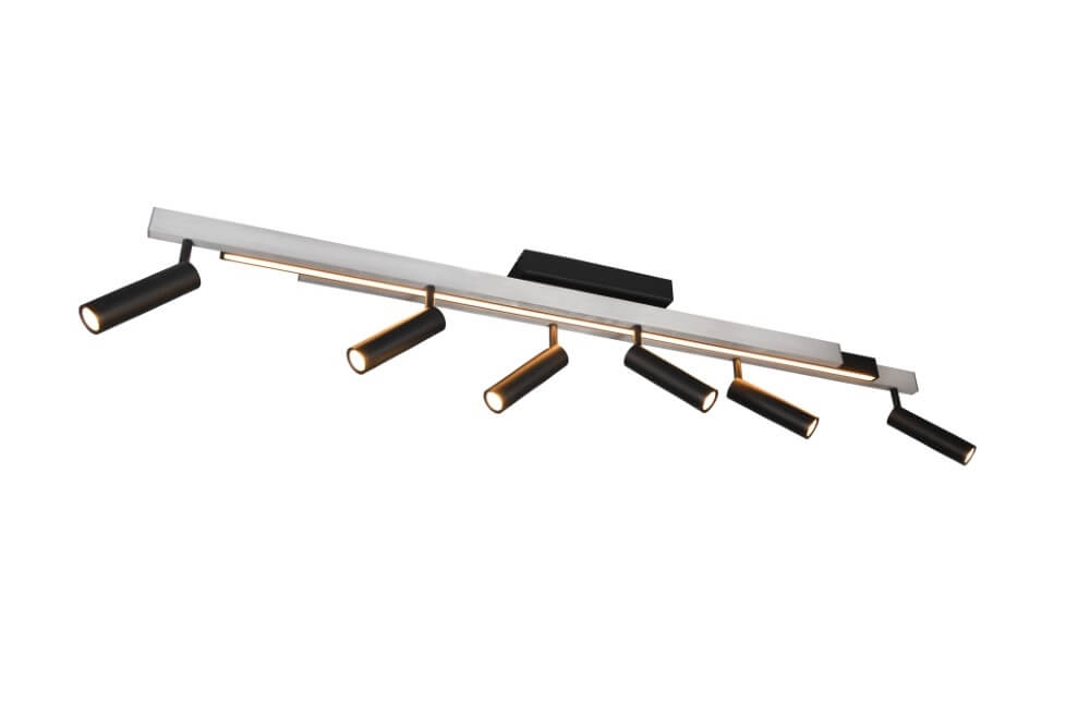 6-flammiger LED-Spot Zeno Metall mit Schwarz