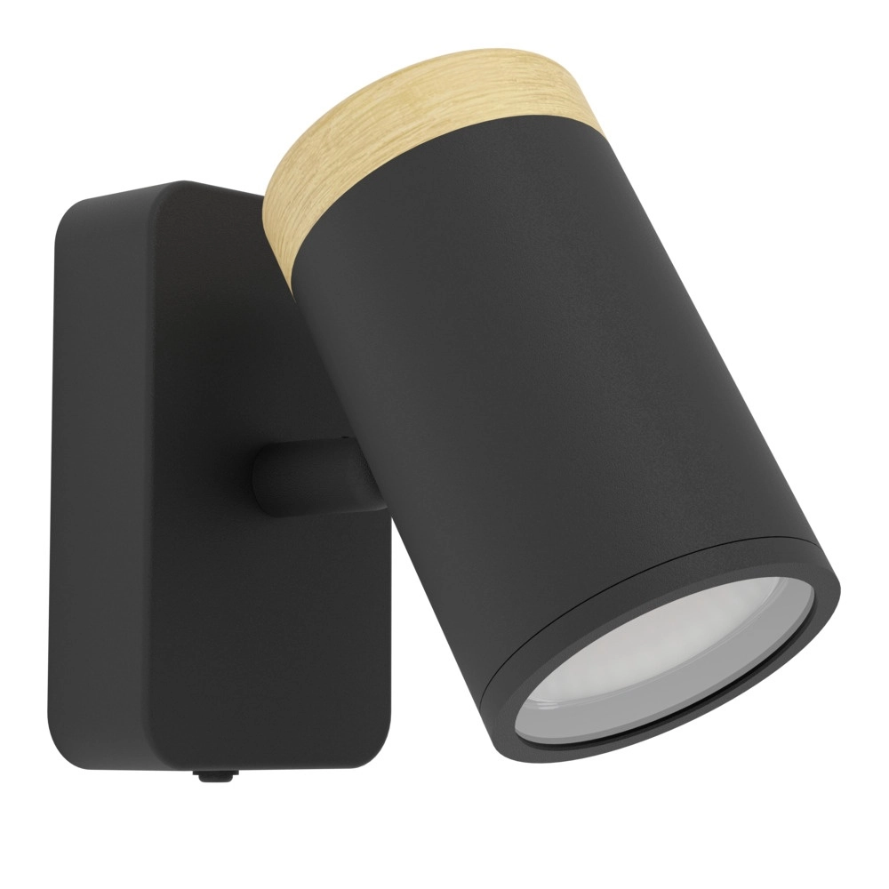 Wandleuchte Consuma Single schwarz mit Holz