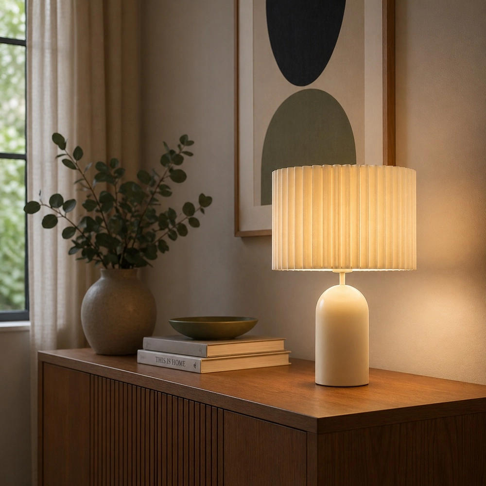 Tischlampe Velin Sandbraun Brilliant 4004353476792