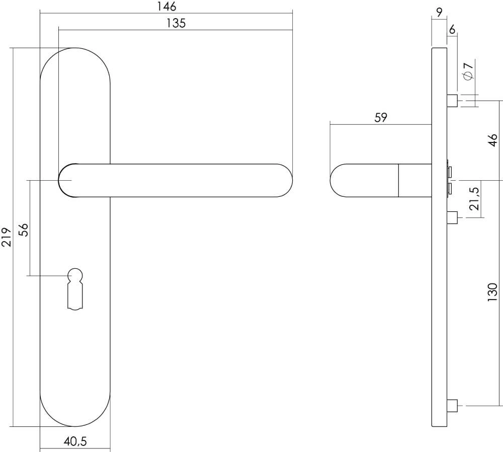 Türklinke Rond Schlüsselloch 56mm Edelstahl Intersteel 8714186181232