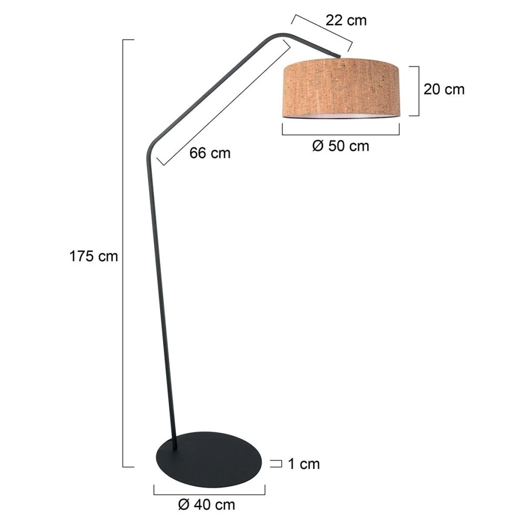 Schwarze Stehlampe Zig-Zag mit Korkkappe Ø50 cm Steinhauer 8712746180428