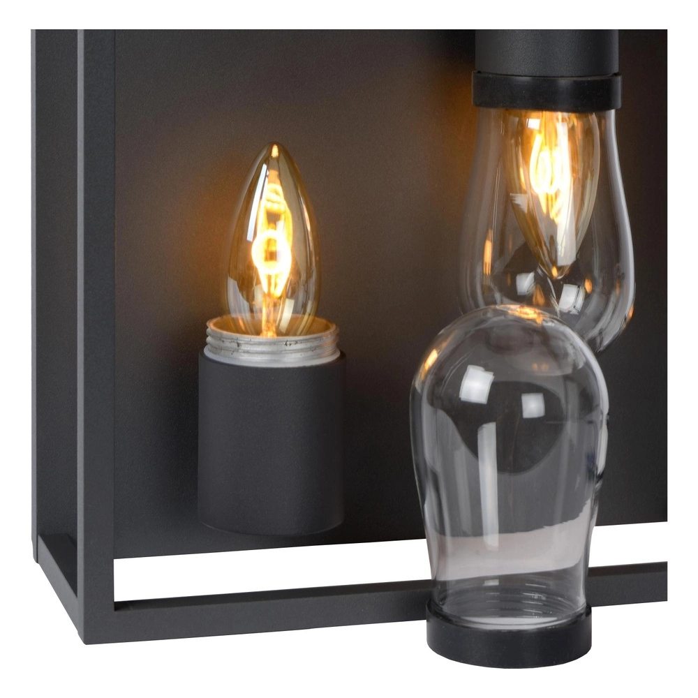 Schwarze Wandlampe Carlyn 2-Licht Badezimmer IP54 Lucide 5411212271709