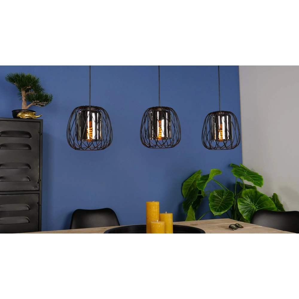 Draht-Pendellampe Floresta 3L – mit Rauchglas Eglo 9002759997069