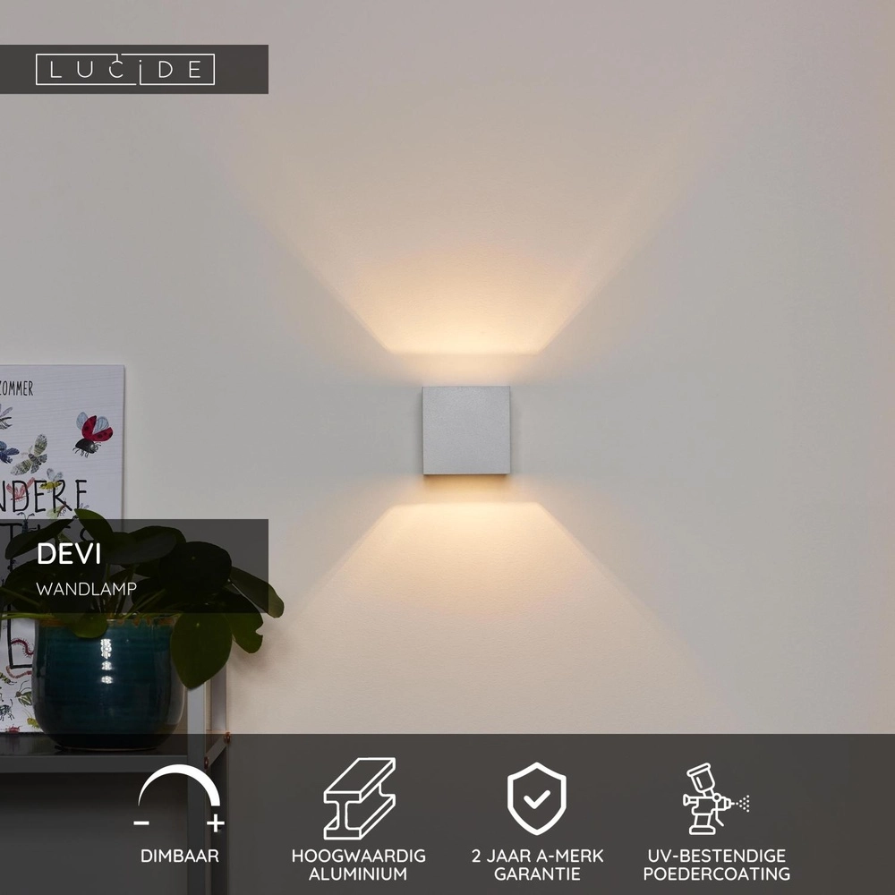 Design-Wandspot Devi Quadratweiß Lucide 5411212091611