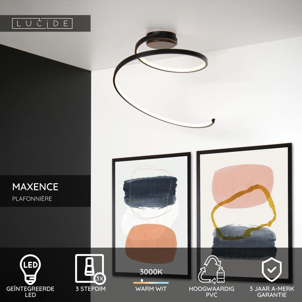 Moderne Deckenlampe Maxence Schwarz Lucide 5411212460745