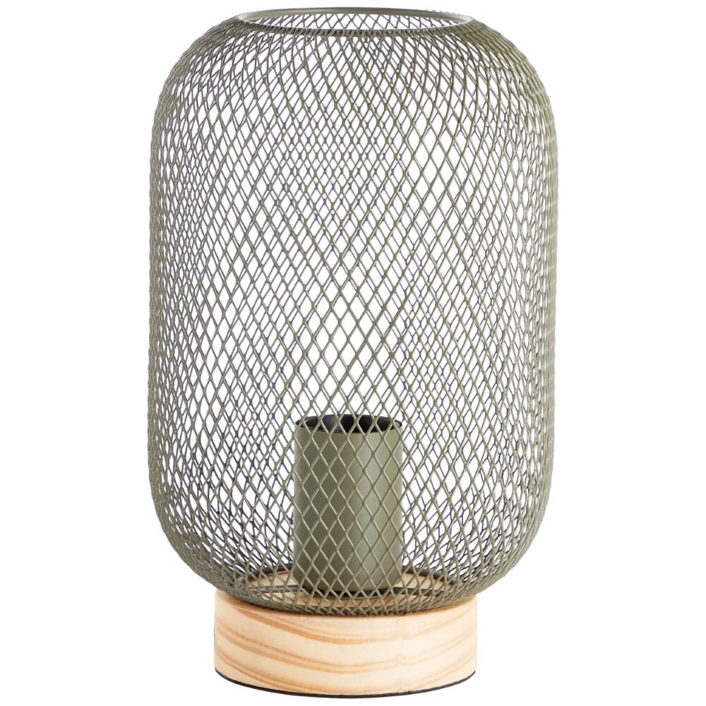 Grüne Tischlampe Giada mit Holz Brilliant 4004353354199