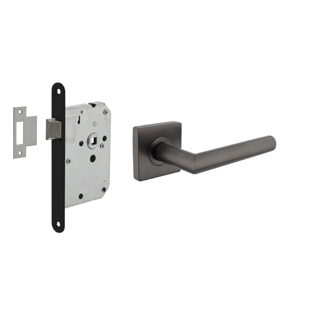 Komplettes Türdrücker-Set Bastian quadratisch anthrazit Intersteel 8714186634936