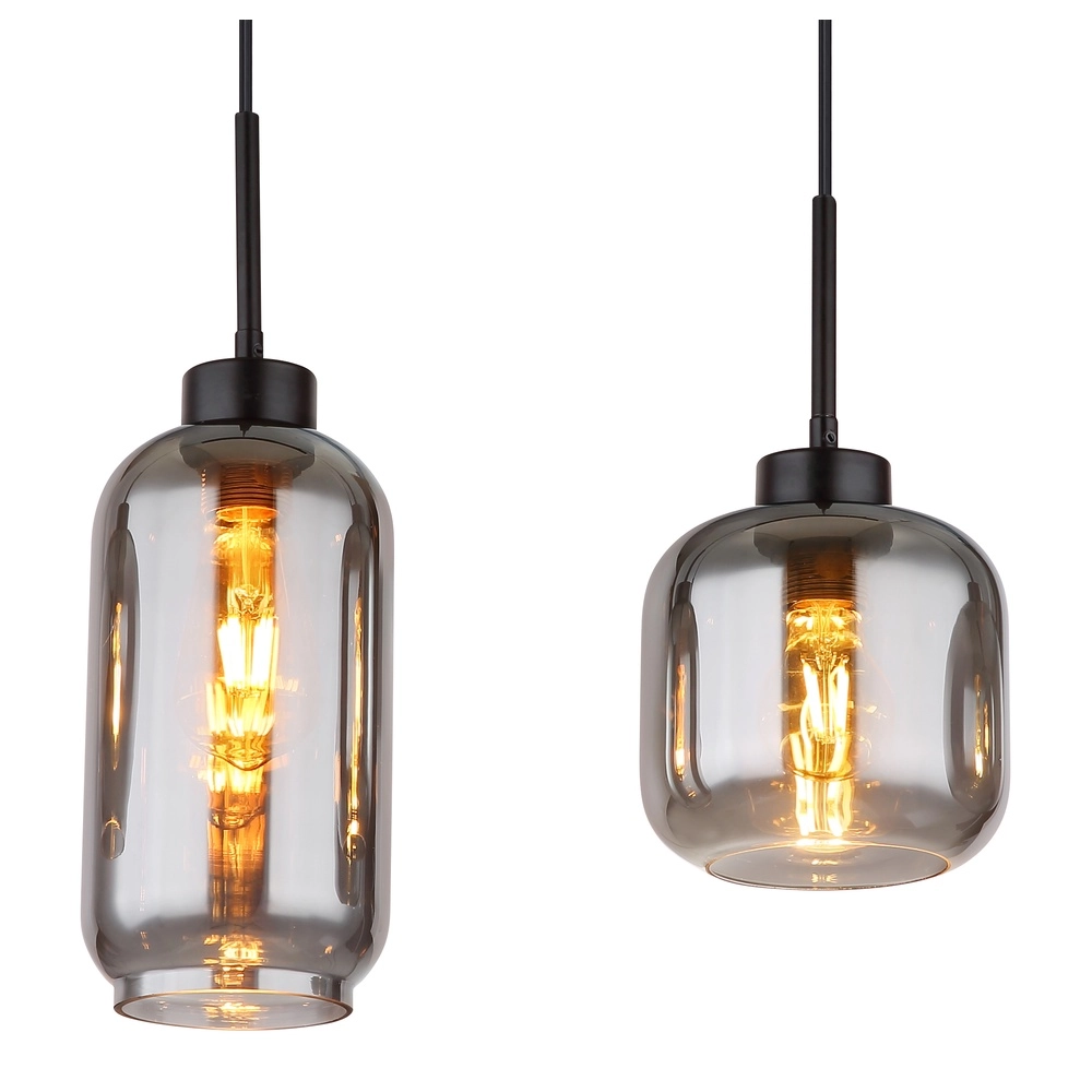 4-Licht Pendellampe Matt Schwarz mit Rauchglas Globo 9007371451258