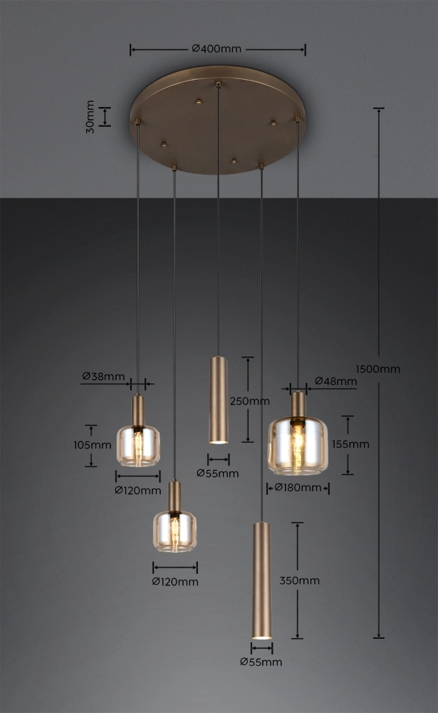 Design-Pendellampe Mataro 5-Licht (2x GU10) Trio 4017807707717