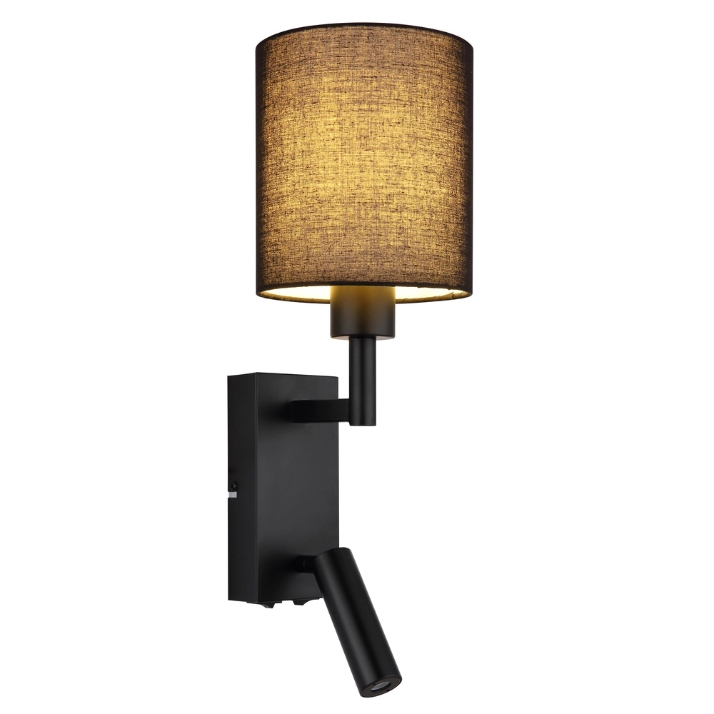 Nachttischlampe Zamora Schwarz mit schwarzer Kapuze Globo 9007371575893