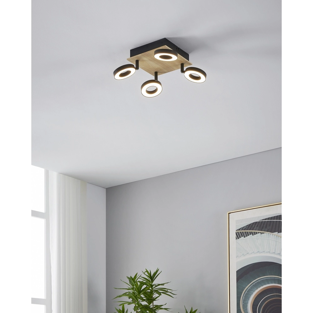 LED-Deckenlicht Rielves 4-Licht mit Holz Eglo 9008606313730
