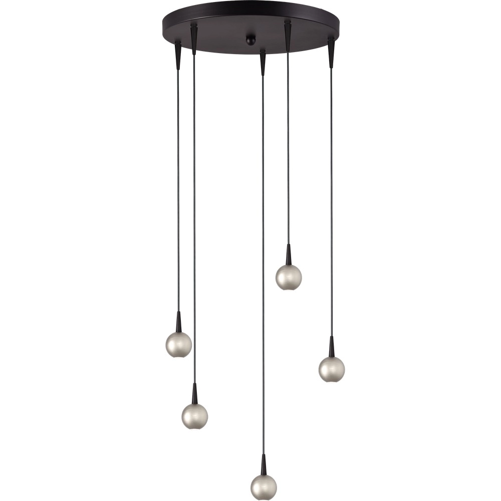 5-Licht Pendellampe Talana schwarz mit Nickel Ø 35 cm DTW