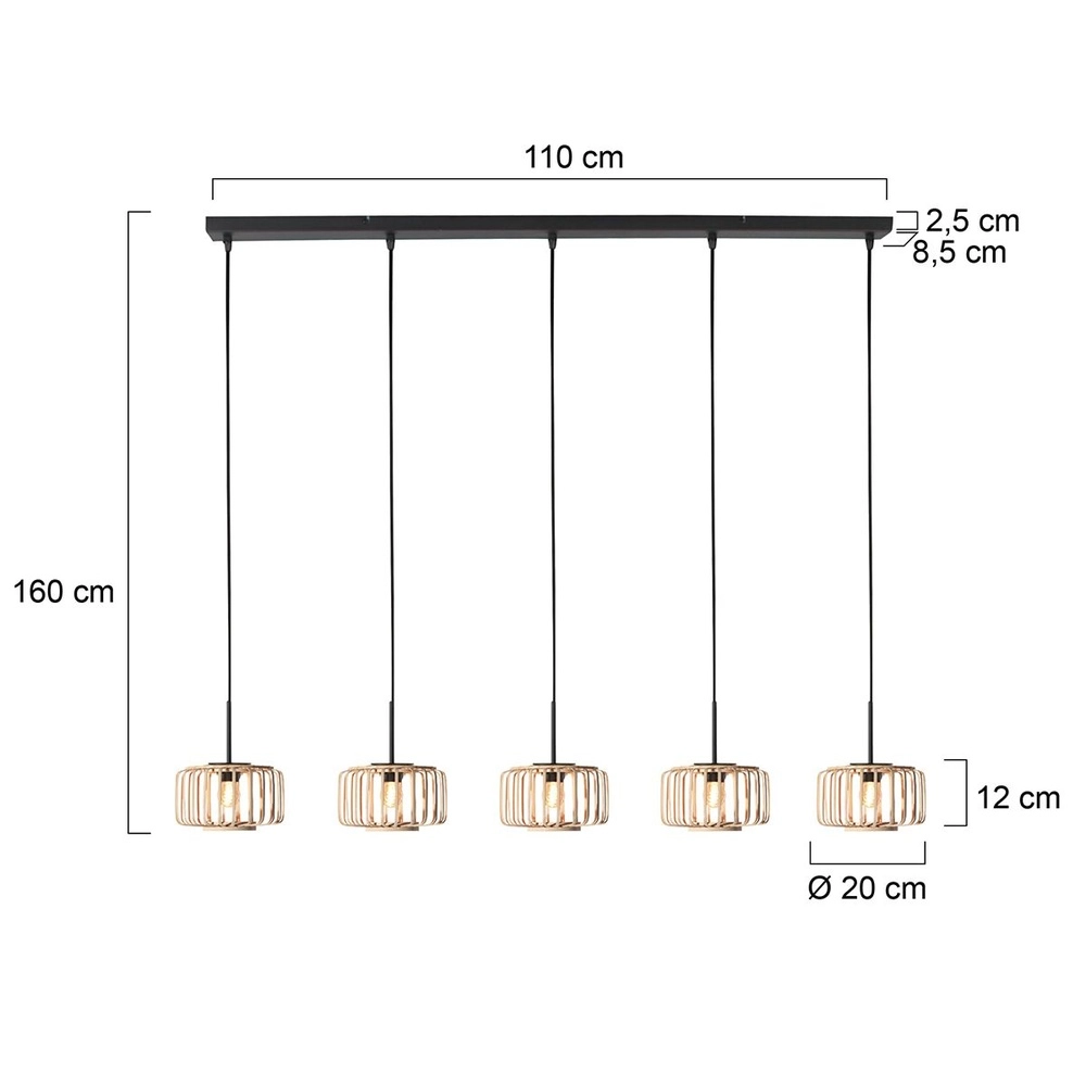 5-flammige Pendelleuchte HaloSwap gerade Steinhauer 8712746183214