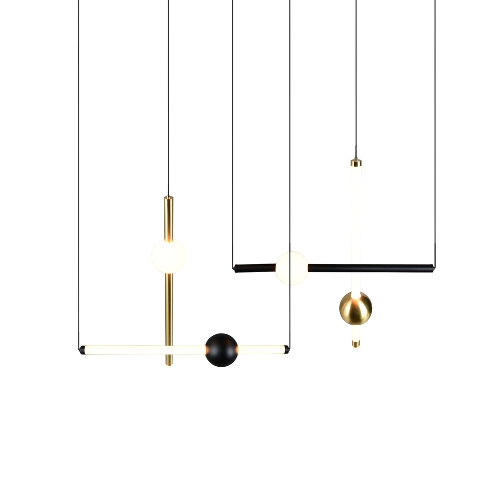 Moderne Pendelleuchte Melita schwarz mit gold Trio 4017807661910
