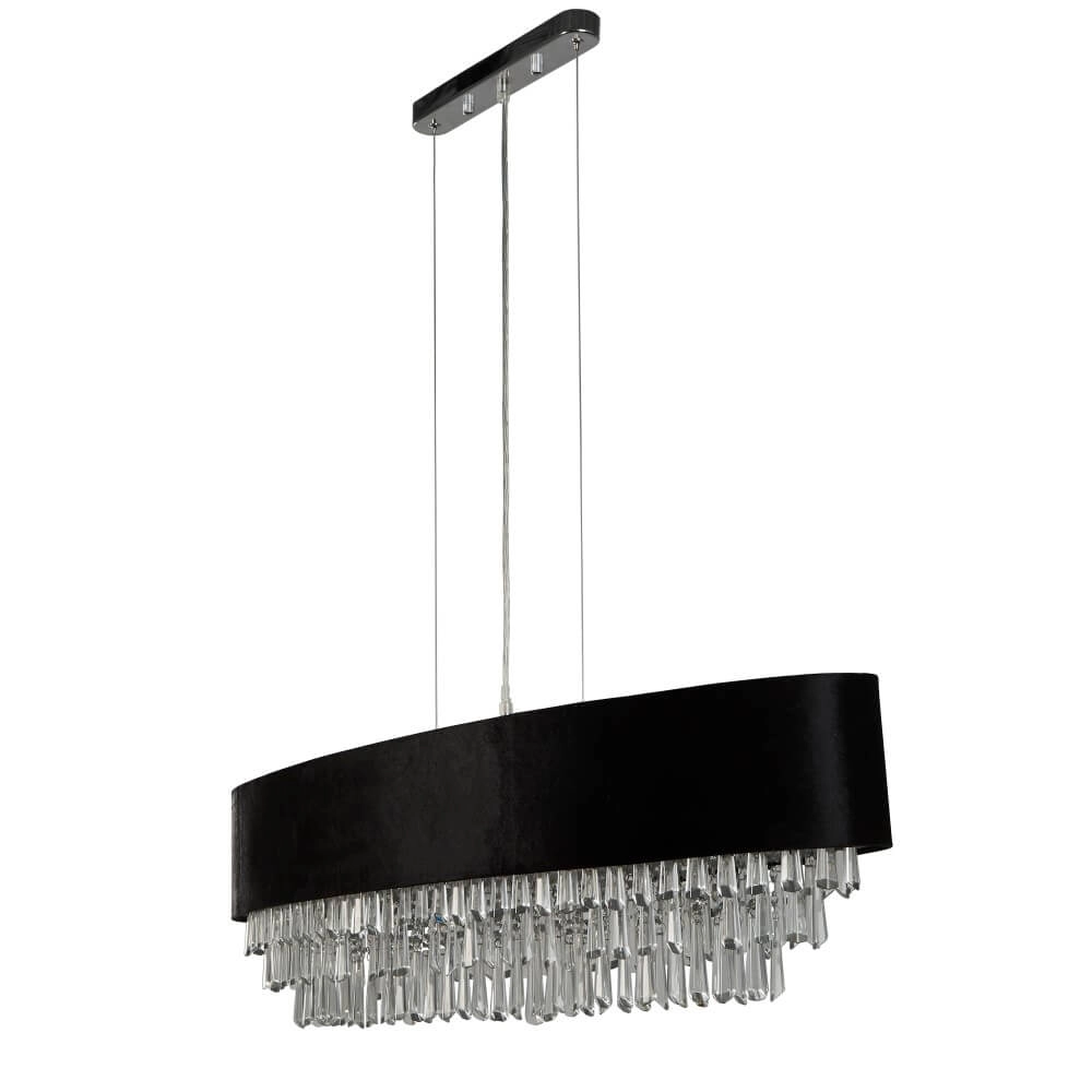 Großer Kronleuchter Glamour Schwarz mit Chrom Searchlight 5053423244143
