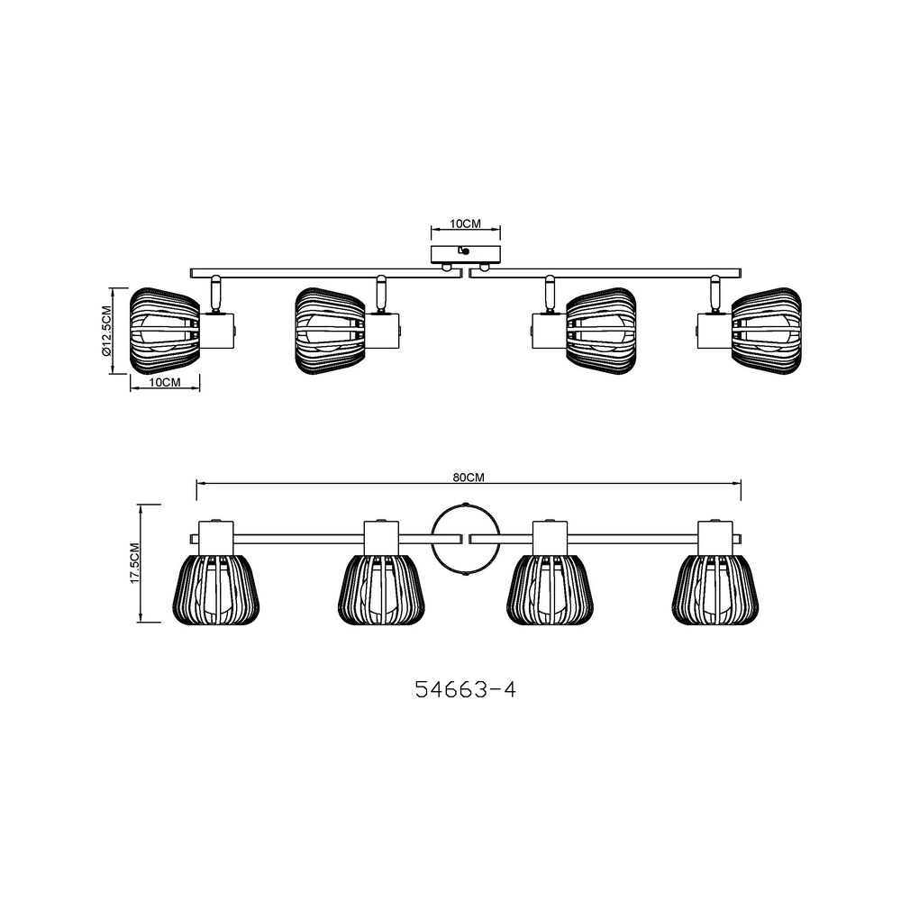 Deckenlampe Olin 4-helles Kaffeebraun Globo 9007371592579