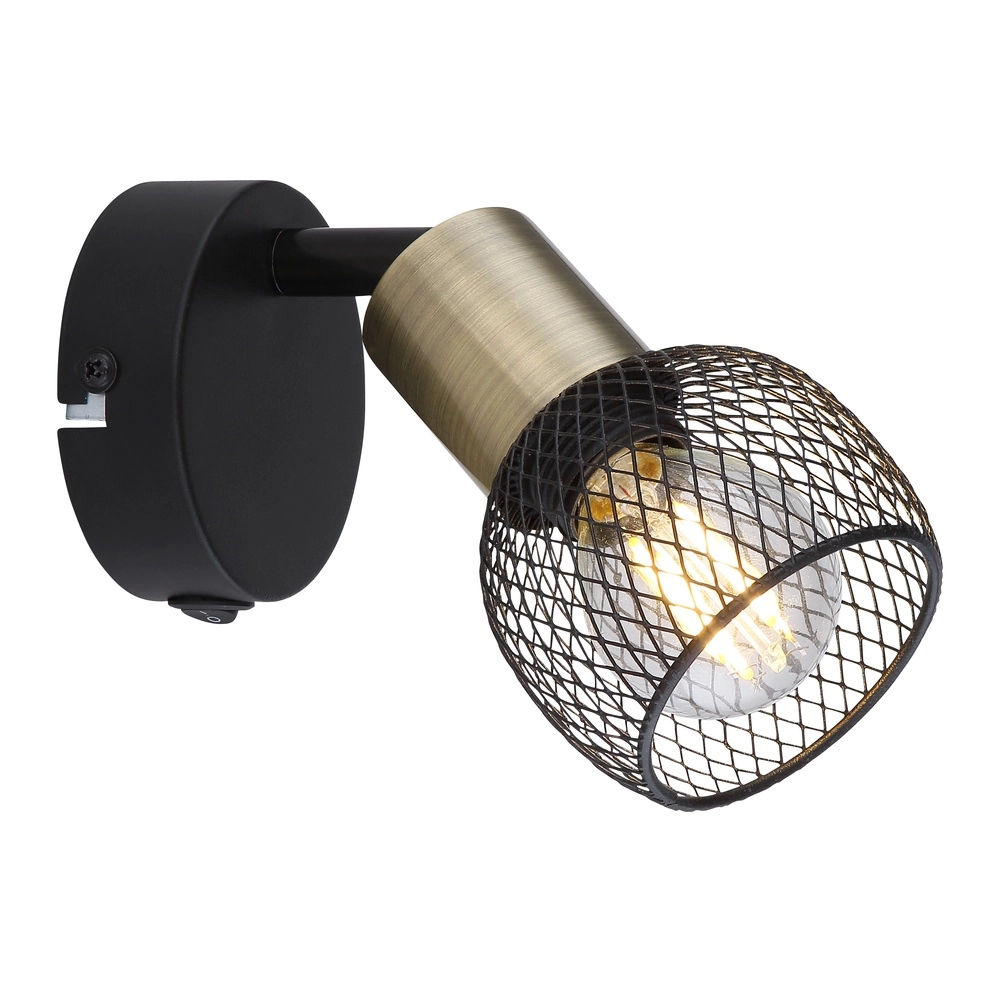 Wandlampe Fiastra Schwarz mit Mesh