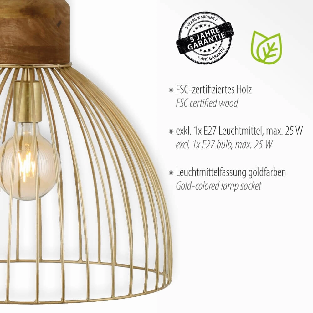 Hängelampe Alami braunes Messing Just Light 4043689976125