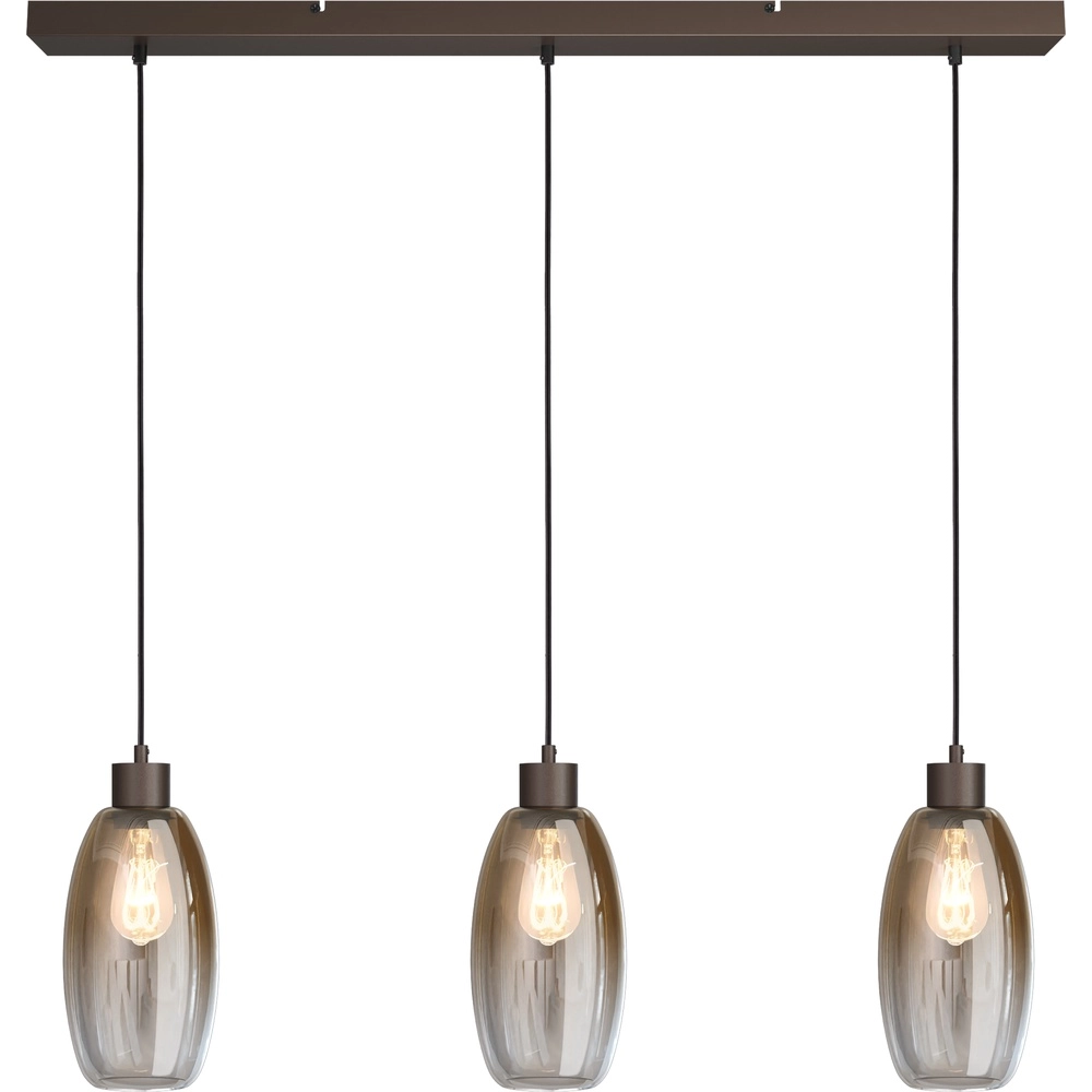 Glas-Pendellampe Olive 3x Ø 15 cm – Kakao