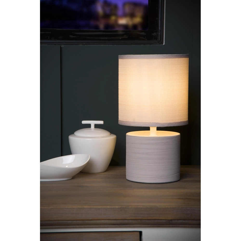 Tischlampe Greasby sandbraun Ø 14 cm Lucide 5411212470119