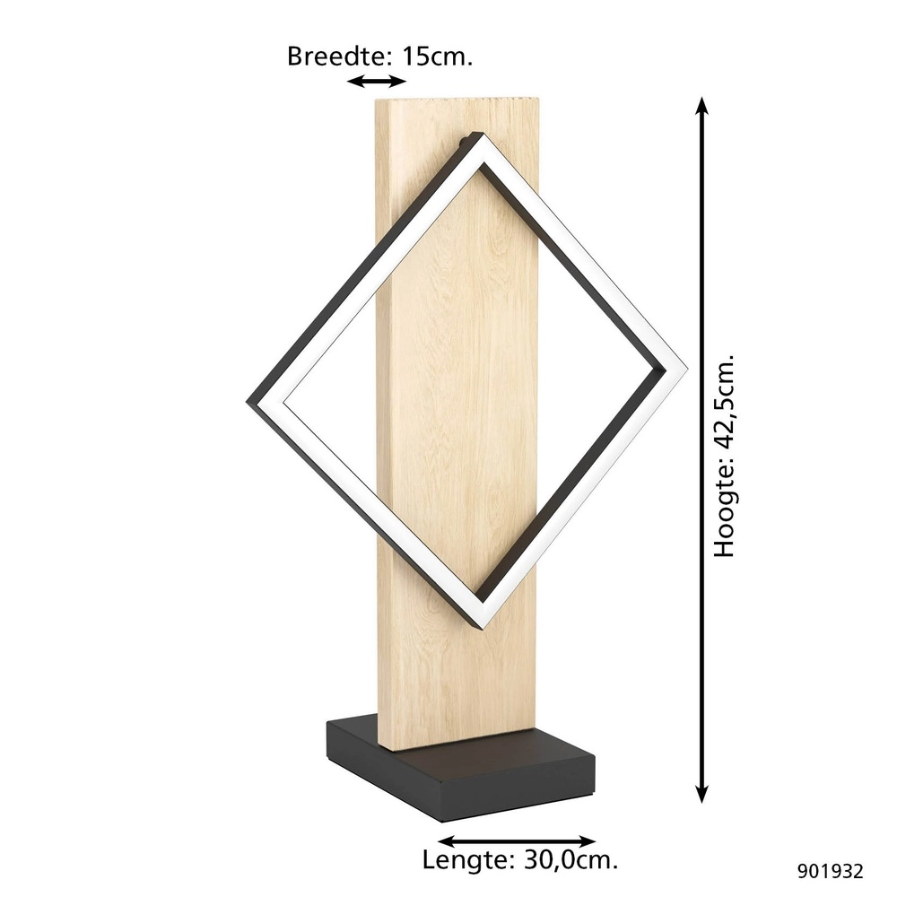 Design-Tischleuchte Boyal schwarz mit Holz Eglo 9008606351923